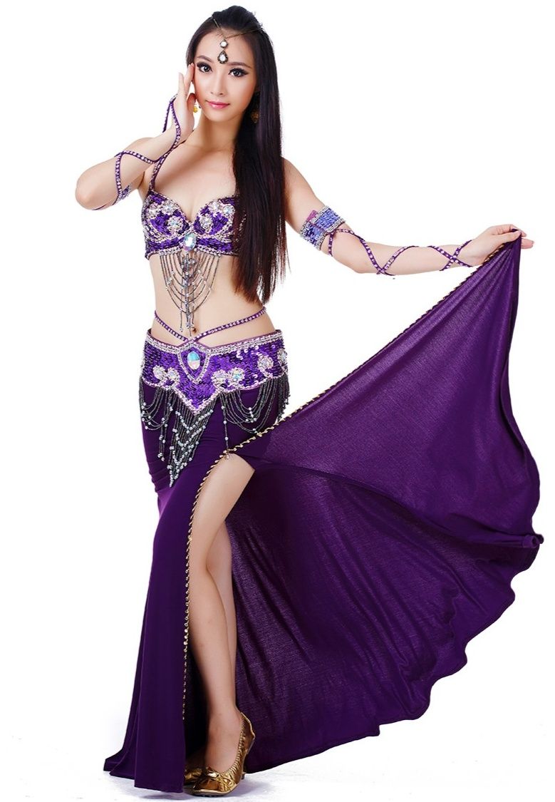 豪華ビジュー装飾ベリーダンス衣装三点セット