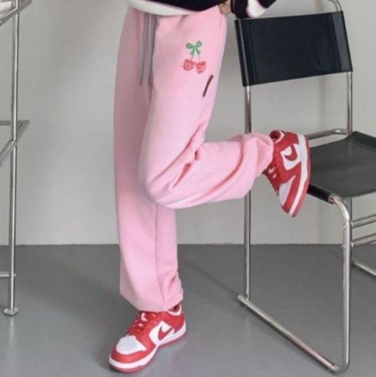 ダンス衣装 さくらんぼ刺繍スウェットパンツ ヒップホップ用