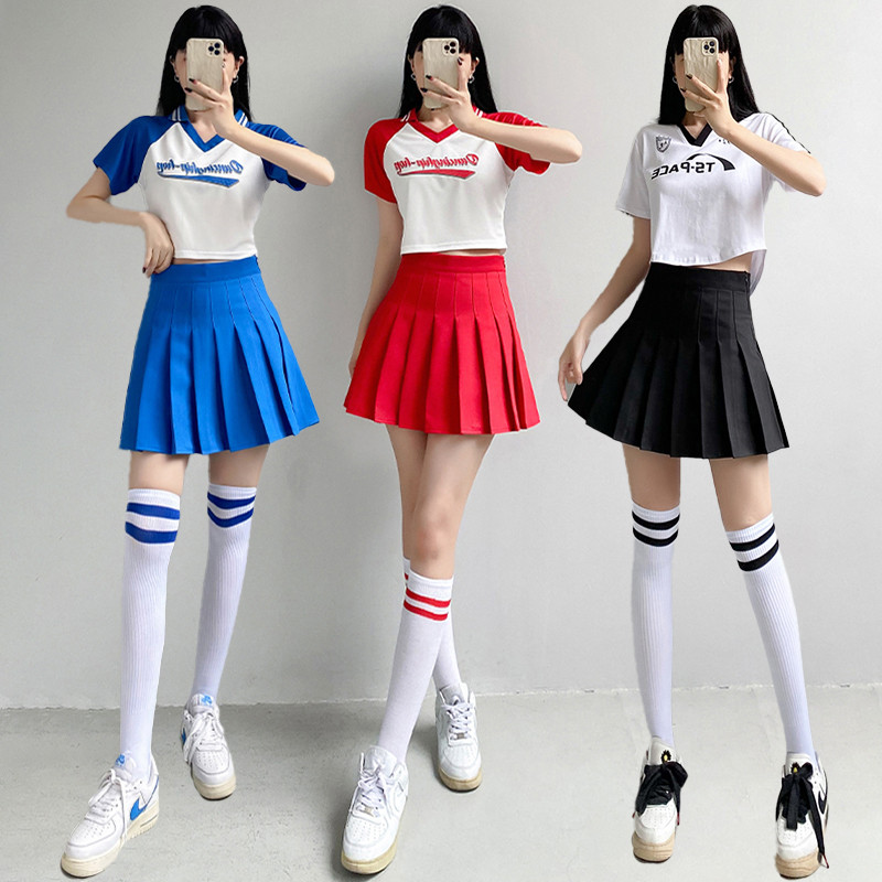 ダンス衣装 学園風プリーツスカート応援団セットアップ