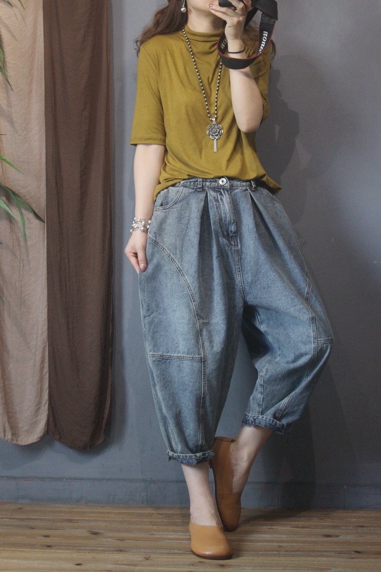 ダンス衣装 立体裁断デニムバルーンパンツヒップホップスタイル