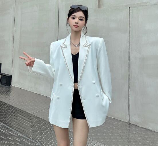 白色ロック風テーラード上着 ダンス衣装 舞台演出用