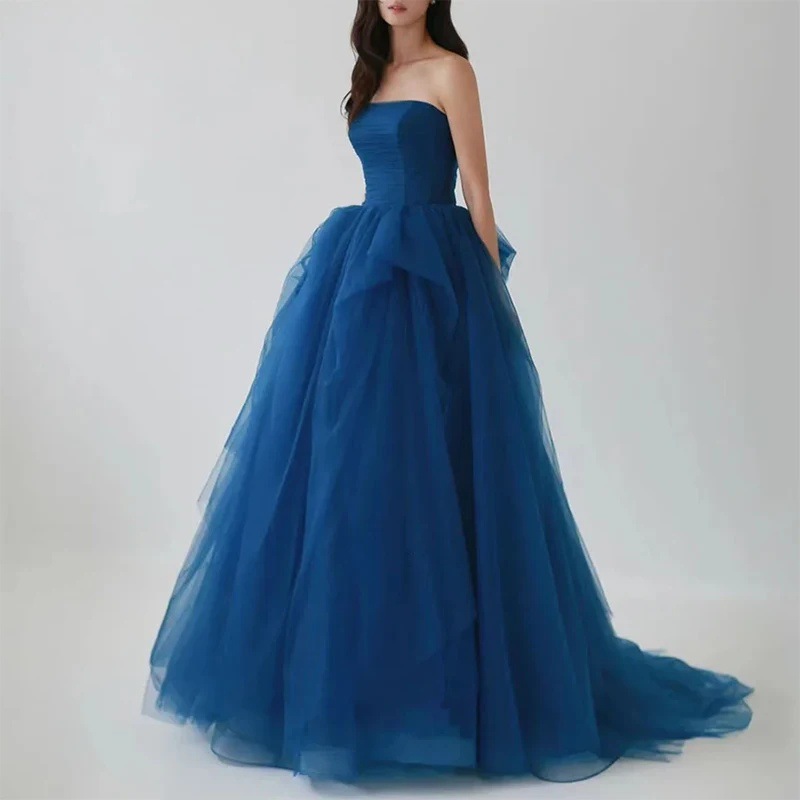 ダンス衣装 オフショルダーチュールボリューム舞踏会用ロングドレス
