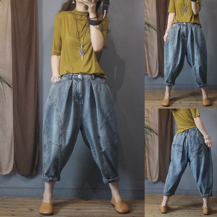 ダンス衣装 立体裁断デニムバルーンパンツヒップホップスタイル