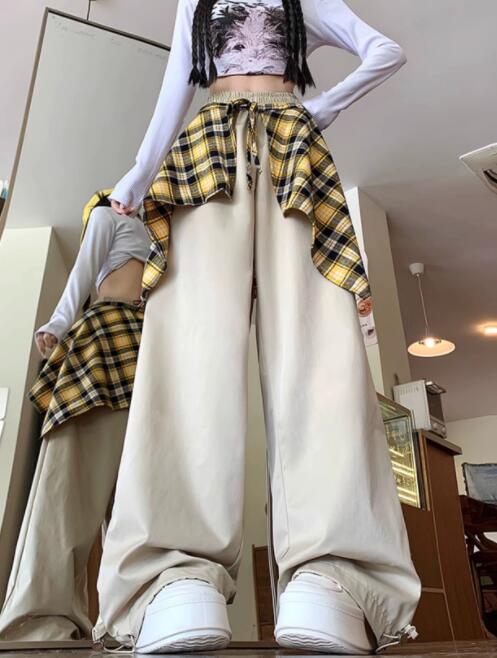 ロック風チェック柄ワイドパンツ キッズダンス衣装
