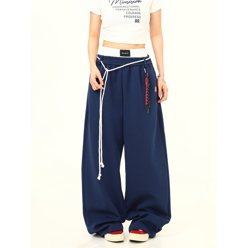 ダンス衣装 ゆったりワイドシルエット紐付きロングパンツ ヒップホップ
