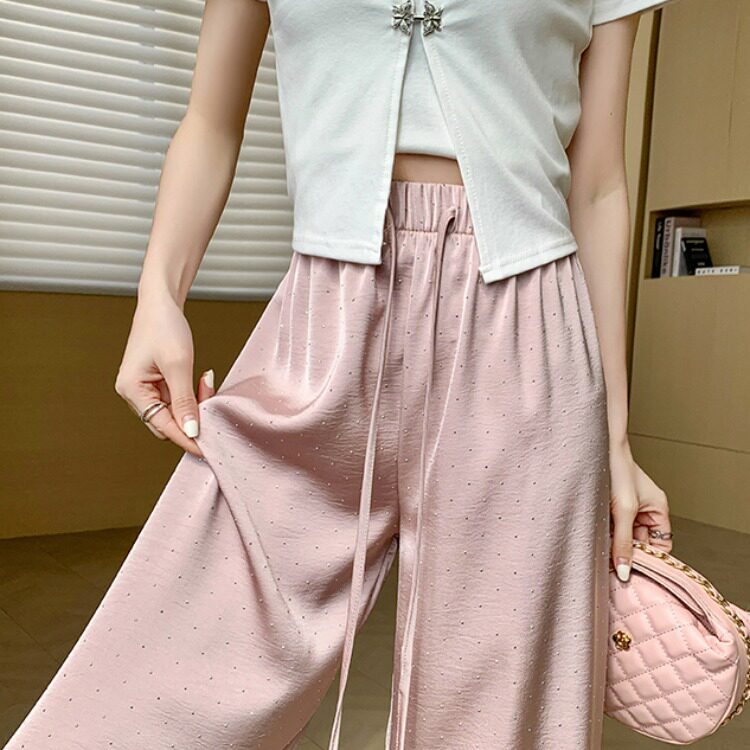 ダンス衣装 ビジュー付きショート丈ボレロワイドパンツセットアップ