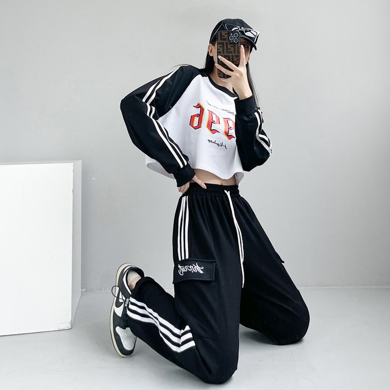 ダンス衣装 韓国風ストリート系クロップトップセットアップ