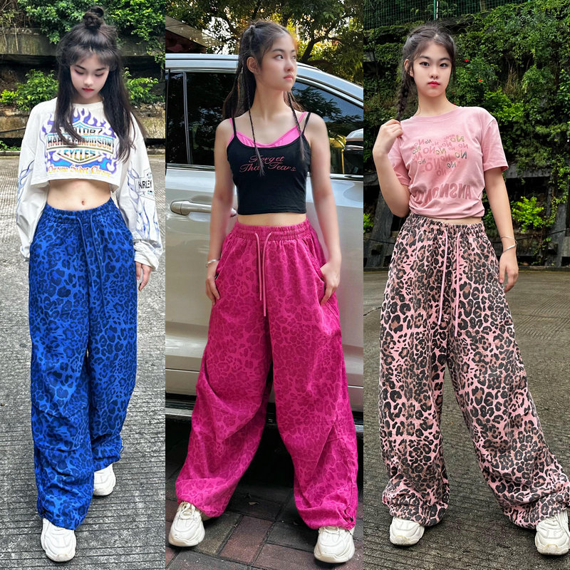 ダンス衣装 豹柄ワイドパンツストリート系ダンスボトムス　ヒップホップ