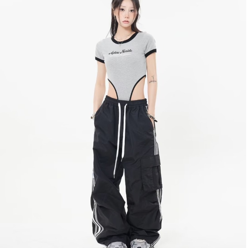 ダンス衣装 サイドライン入りワイドカーゴパンツ ヒップホップ