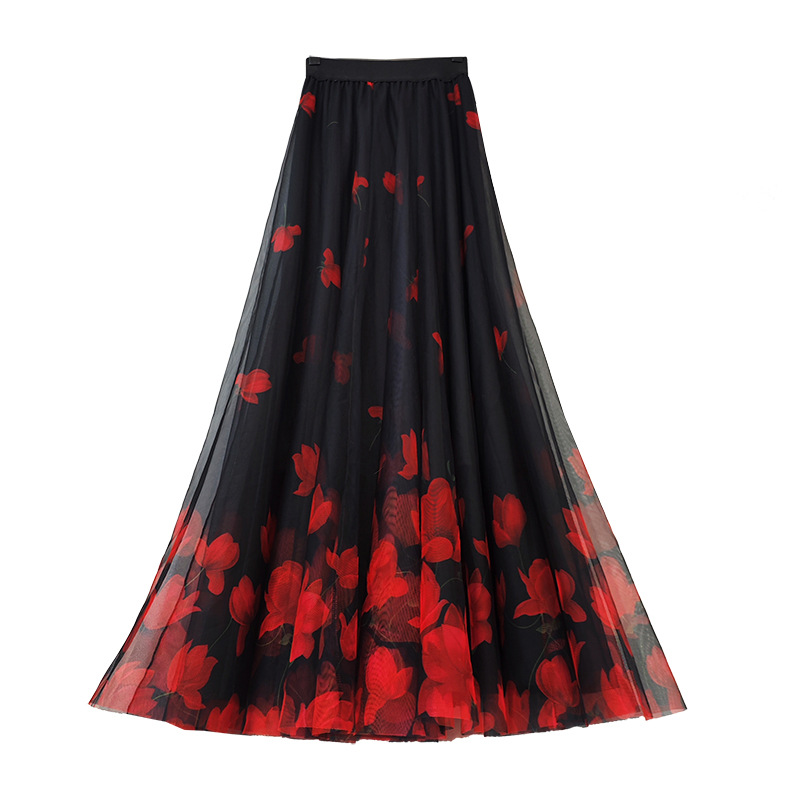 ダンス衣装 花びら舞い踊るロマンティック社交舞踏スカート