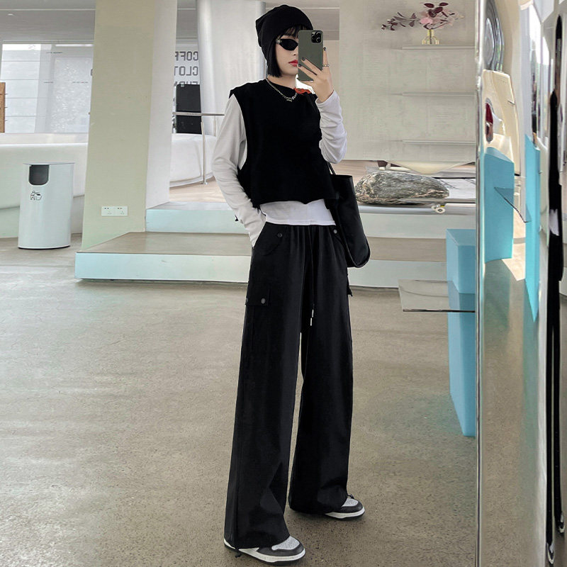 ダンス衣装 多機能ポケット付きワイドカーゴパンツ 韓国