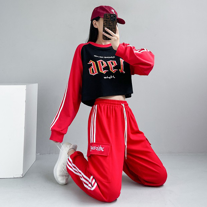 ダンス衣装 韓国風ストリート系クロップトップセットアップ