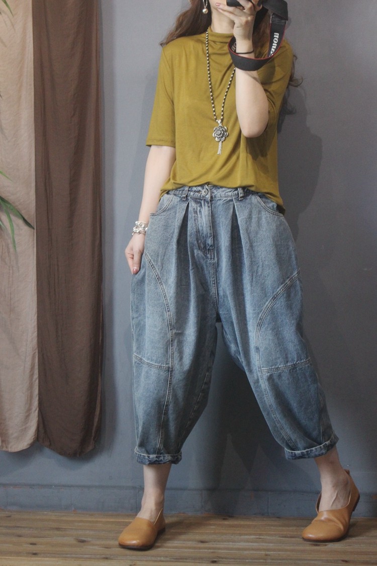 ダンス衣装 立体裁断デニムバルーンパンツヒップホップスタイル