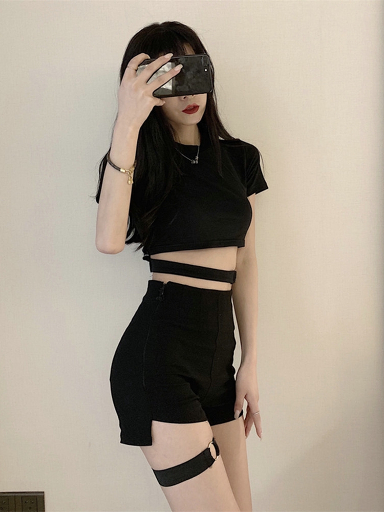 ダンス衣装 格子柄アシンメトリースカート衣装