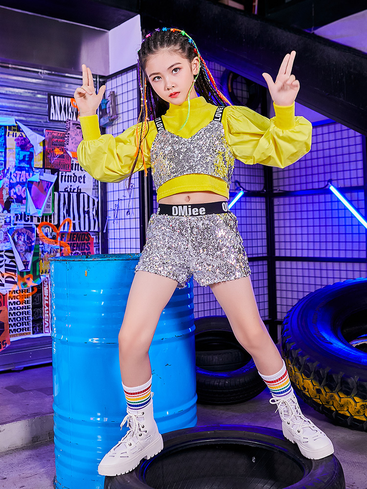 ダンス衣装 ダンス衣装 キッズスパンコールセットアップ