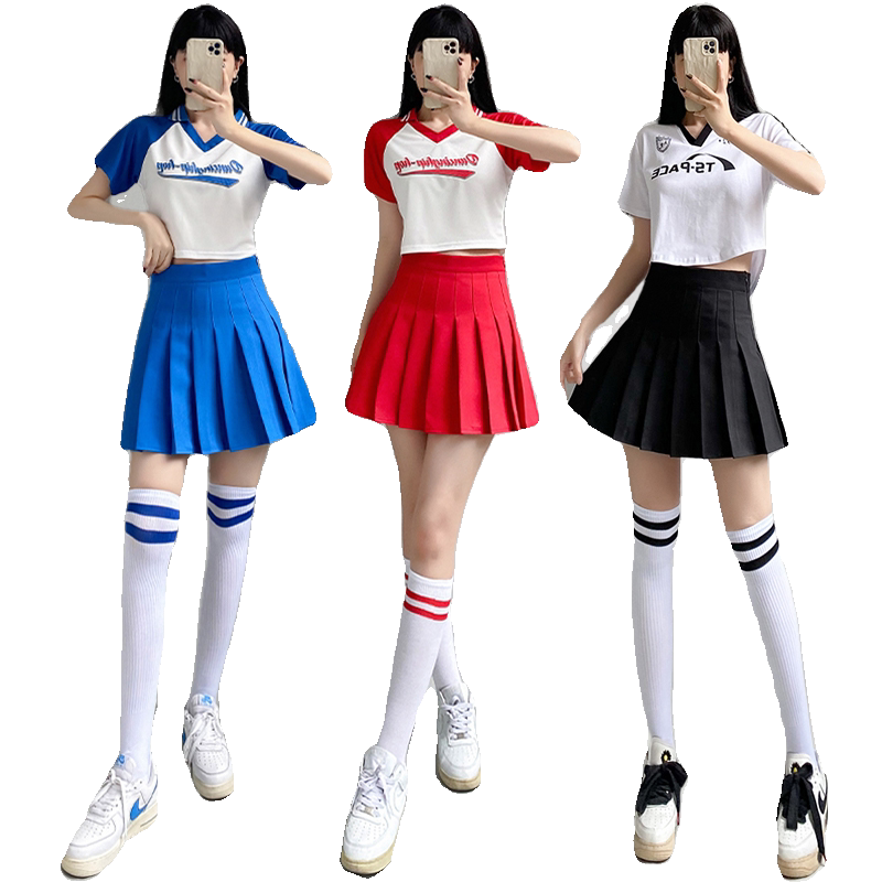 ダンス衣装 学園風プリーツスカート応援団セットアップ
