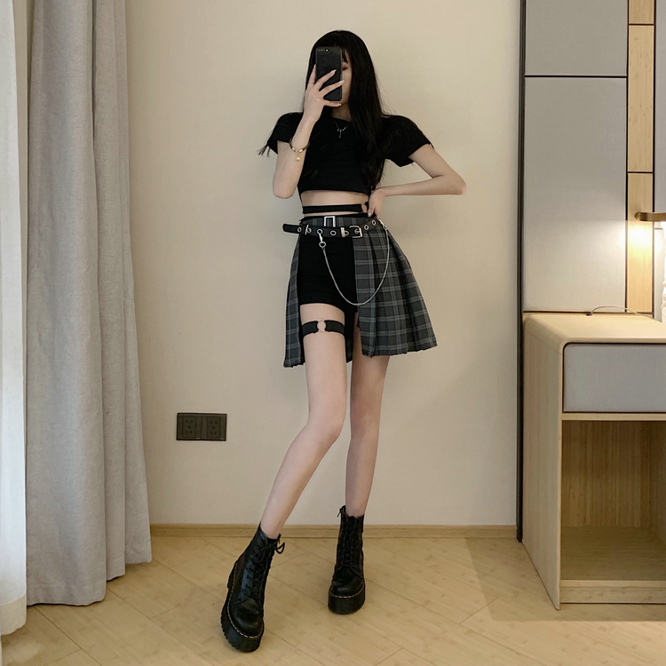 ダンス衣装 アシンメトリープリーツスカートセット