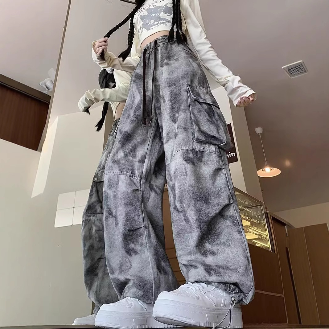 ダンス衣装 タイダイ風カーゴポケット付きワイドパンツ　ヒップホップ