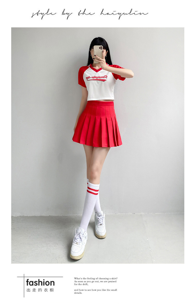 ダンス衣装 学園風プリーツスカート応援団セットアップ
