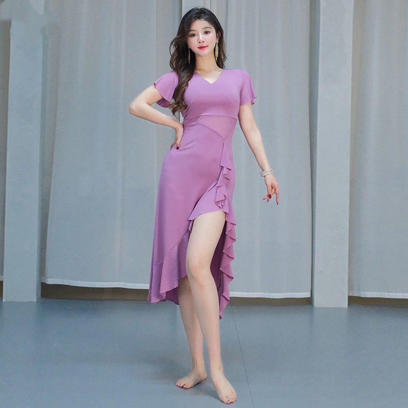 社交 ダンス ドレス 社交ダンス 練習着 フリルワンピース セット M-XL 2色
