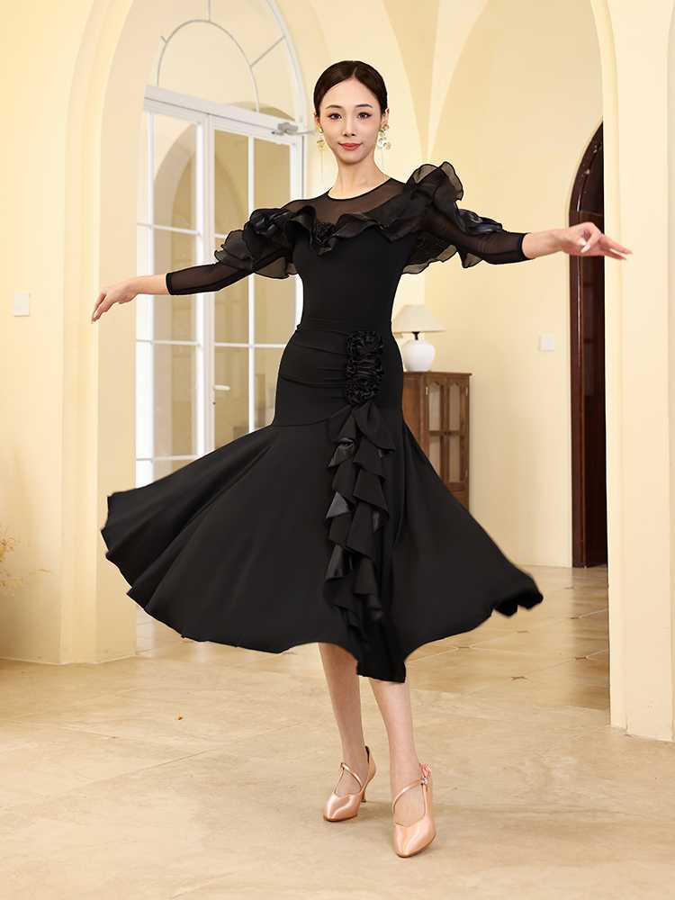 社交 ダンス ドレス 社交ダンス 華麗なるフリルラインダンスドレス