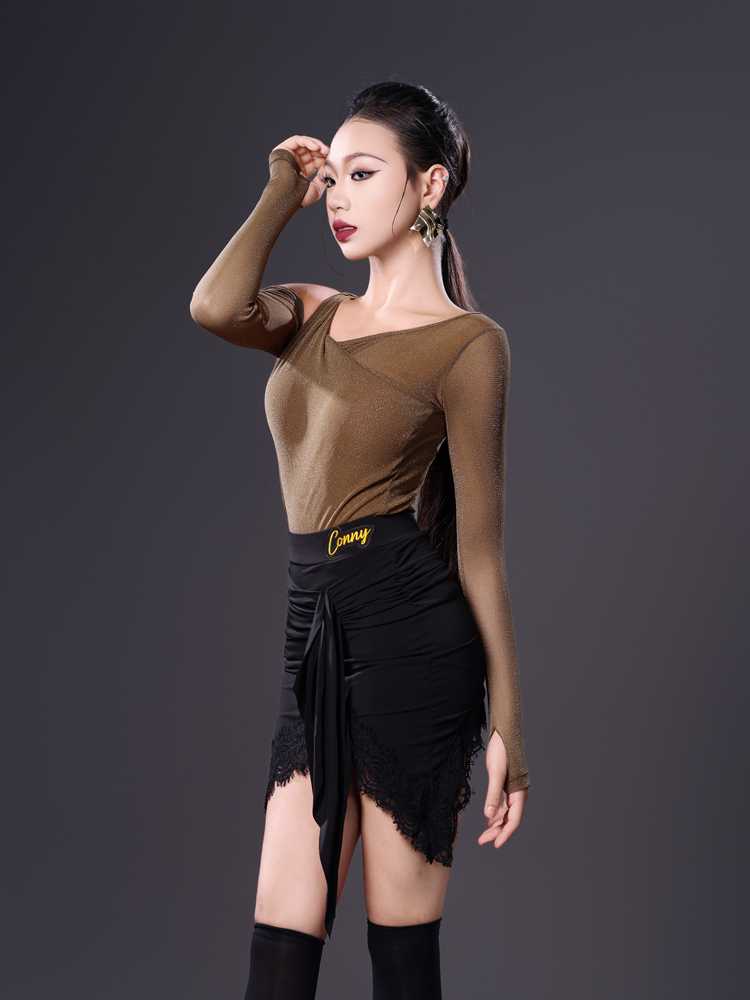 社交 ダンス ドレス アシンメトリー レース ラップスカート