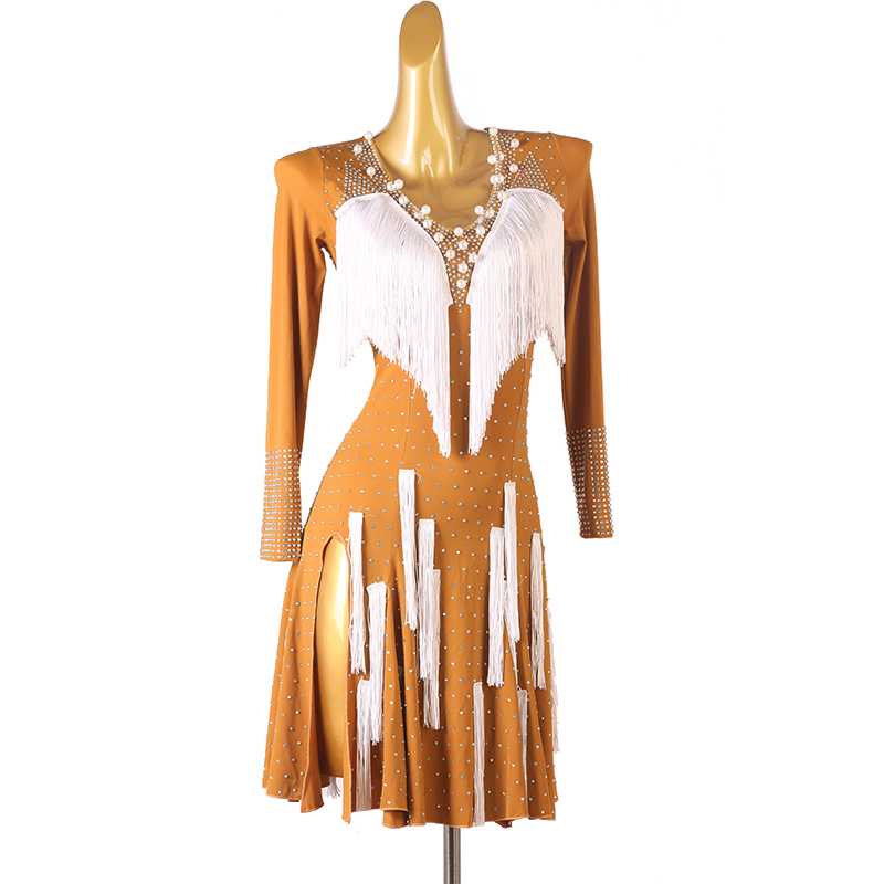 社交 ダンス ドレス 煌めき流れる房飾りラテンドレス