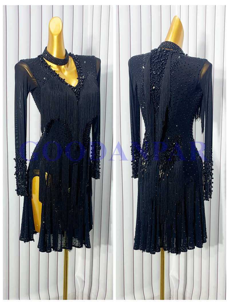 社交 ダンス ドレス 優雅フリンジラテンドレス