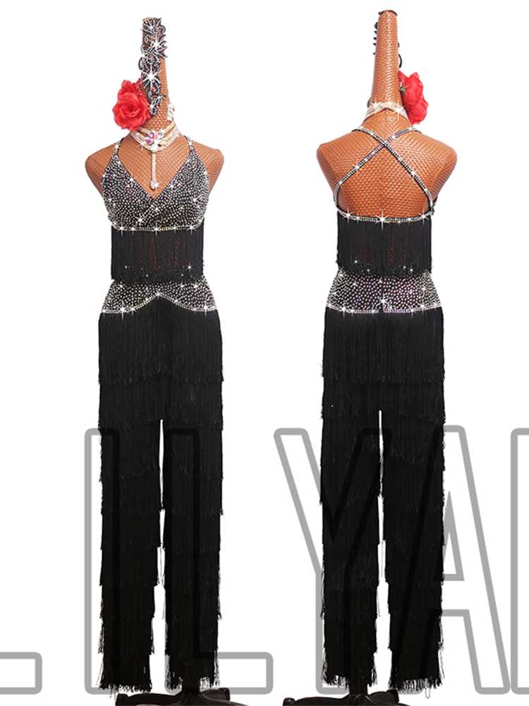 社交 ダンス ドレス 情熱フリンジパンツドレス