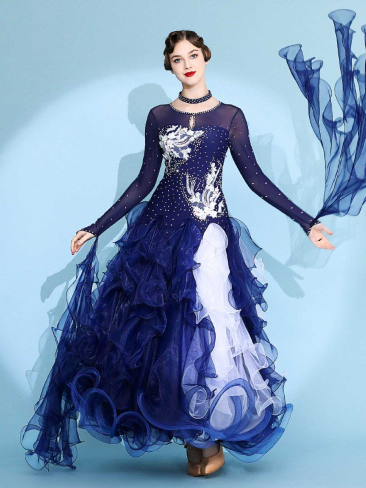 社交 ダンス ドレス 煌めき波舞フリルラテンドレス