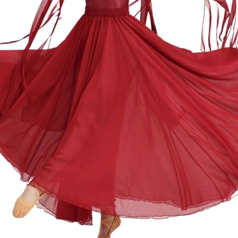 社交 ダンス  華麗刺繍入りシフォン長袖モダンドレス