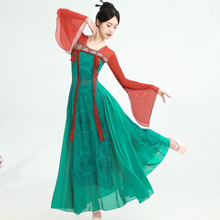 社交ダンス  優雅な袖付き社交ダンス用ロングドレス