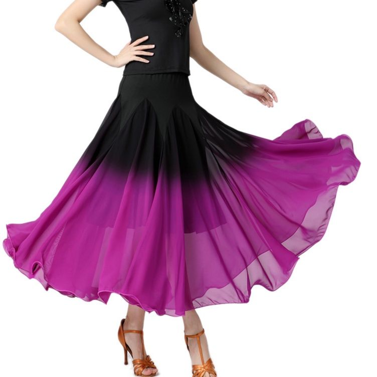 社交ダンス  グラデーション半袖装飾付き競技用ドレス