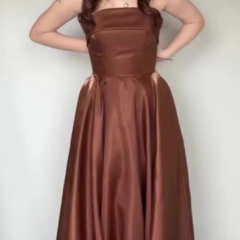 社交ダンス 光沢サテン ベアトップロングドレス