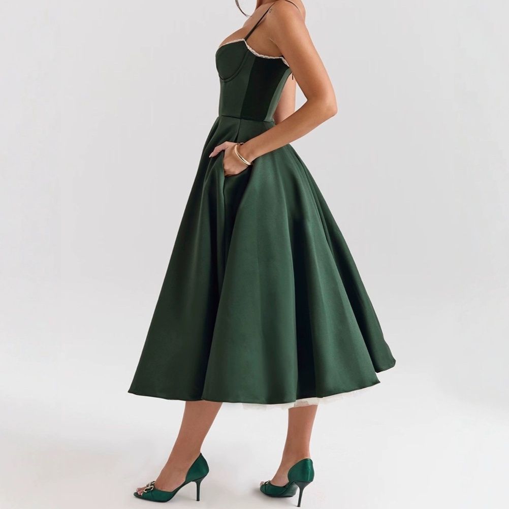 社交ダンス クラシック胸元立体設計細身肩紐付ダンスドレス