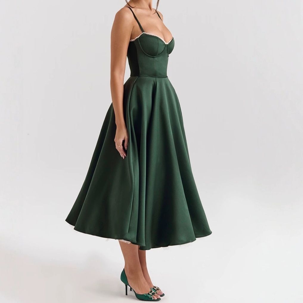 社交ダンス クラシック胸元立体設計細身肩紐付ダンスドレス