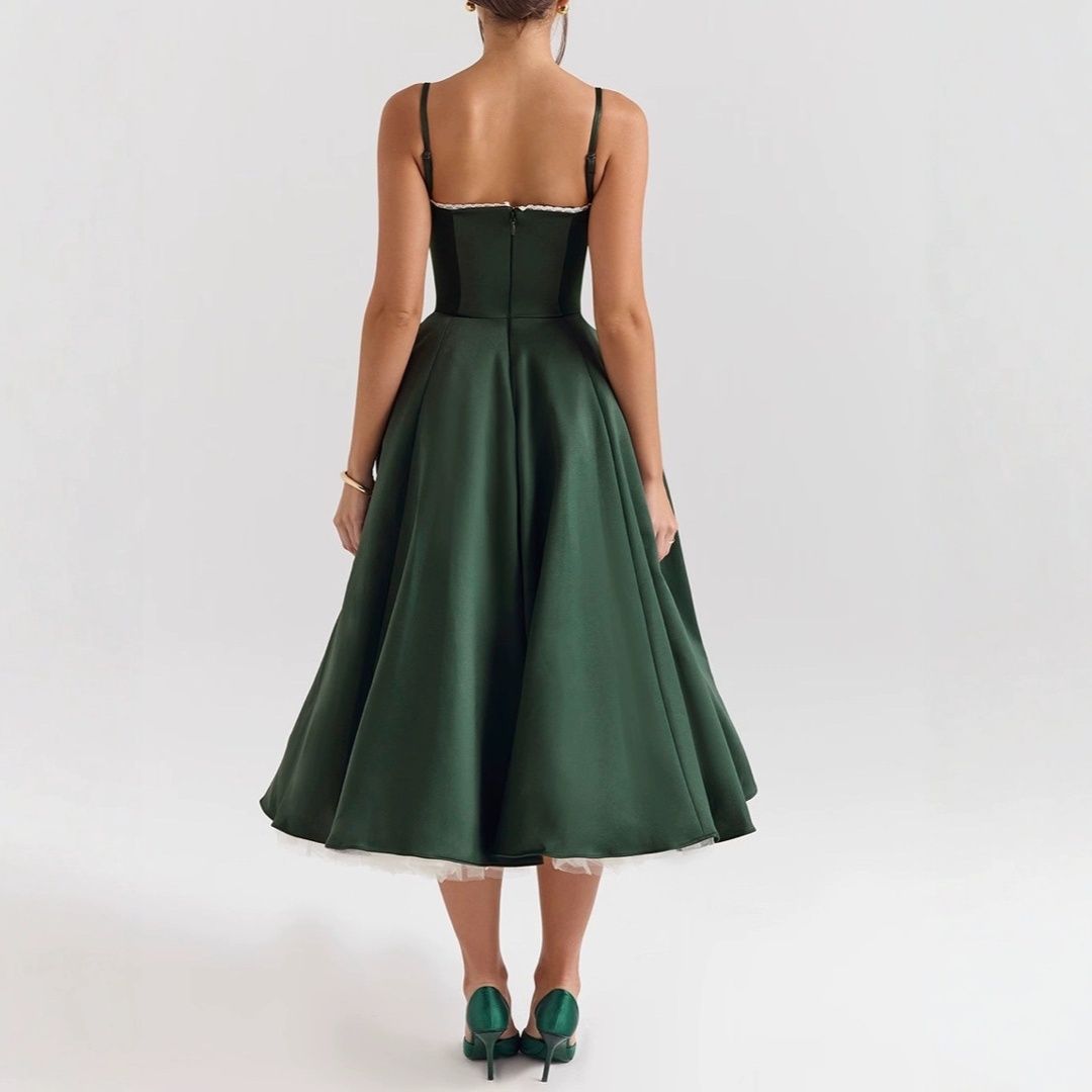 社交ダンス クラシック胸元立体設計細身肩紐付ダンスドレス