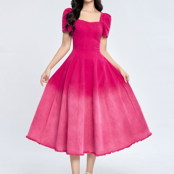 社交ダンス パフスリーブグラデーション社交ダンスドレス