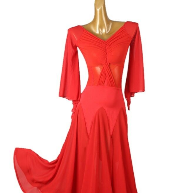 社交 ダンス ドレス 社交ダンス モダンドレス 赤色フラメンコ衣装