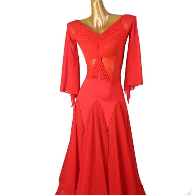 社交 ダンス ドレス 社交ダンス モダンドレス 赤色フラメンコ衣装
