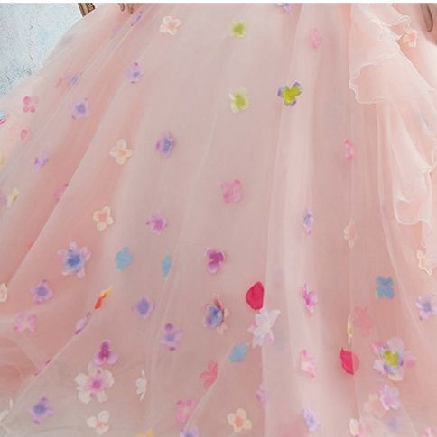 花びら装飾ベアトップボリューム社交ダンスドレス