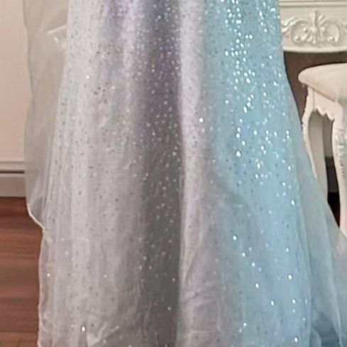 社交ダンス  星空輝くスパンコール装飾袖付きロングドレス