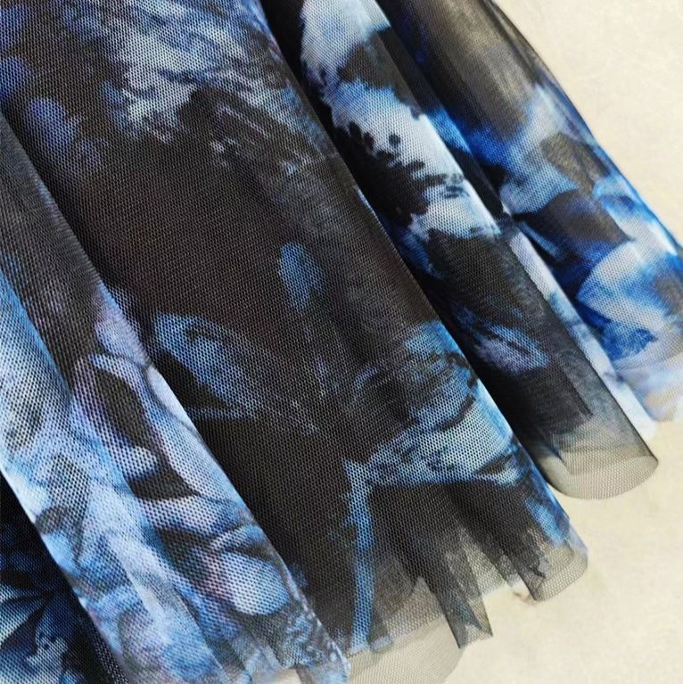 社交 ダンス ドレス 花柄プリント長袖フレアスカート社交ダンスドレス