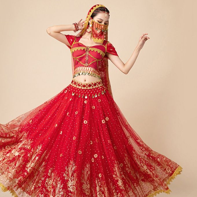 社交 ダンス ドレス エキゾチック刺繍豪華装飾ベリーダンス風セパレートドレス