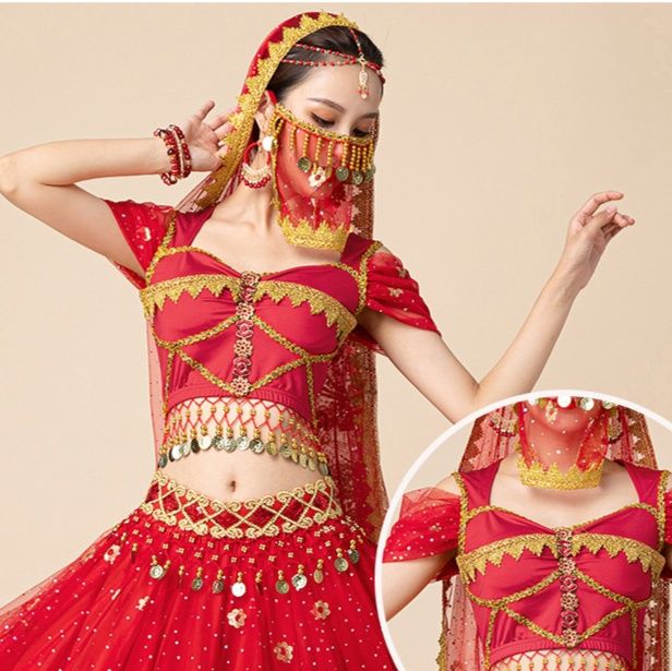 社交 ダンス ドレス エキゾチック刺繍豪華装飾ベリーダンス風セパレートドレス