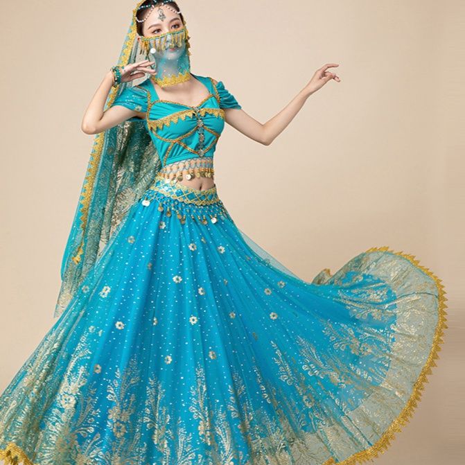 社交 ダンス ドレス エキゾチック刺繍豪華装飾ベリーダンス風セパレートドレス