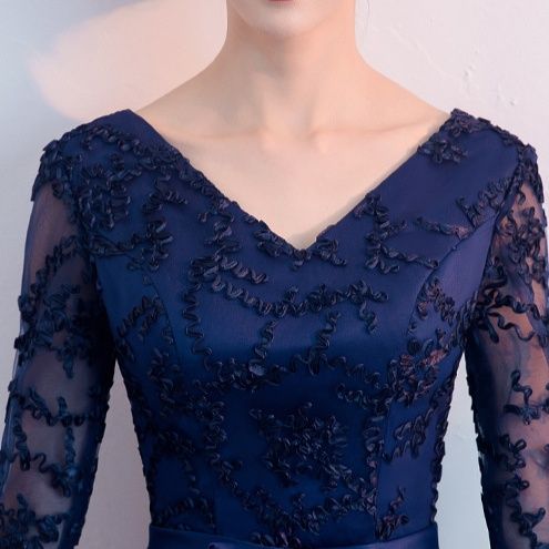 社交 ダンス ドレス 花柄刺繍レース五分袖前後差丈社交ダンスドレス