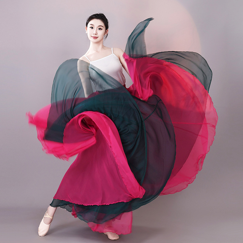 社交 ダンス ドレス 二重層シフォン大回転スカート練習用ドレス