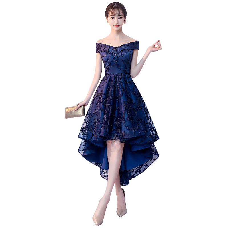 社交 ダンス ドレス 花柄刺繍レース五分袖前後差丈社交ダンスドレス