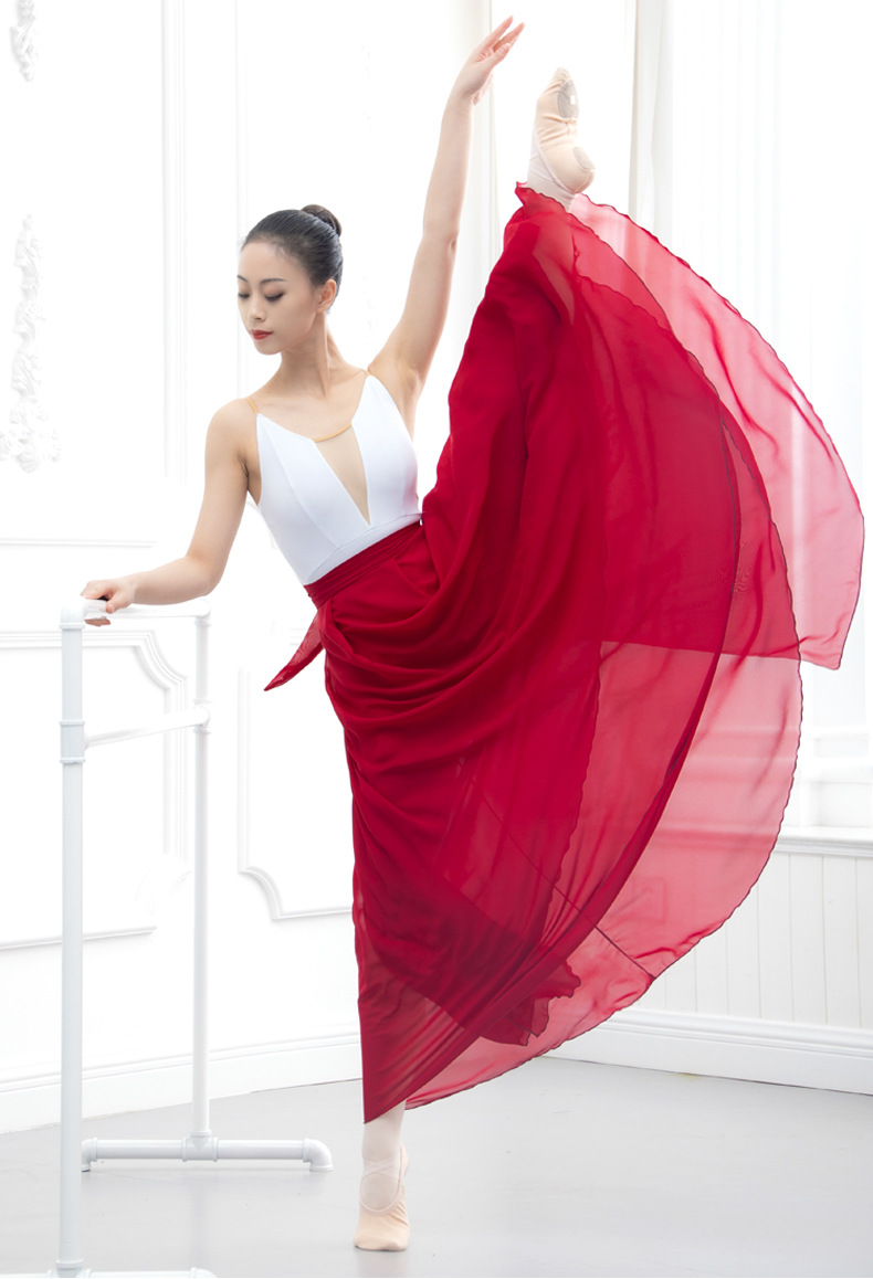 ダンス ドレス シンプル優雅なラップスカート風バレエドレス